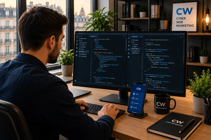 Développement d'une application cross-platform : éditeur de code et smartphone de test sur son support