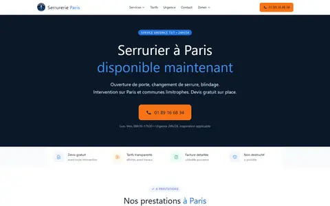 Page d'accueil du site serrurerieparis75.fr