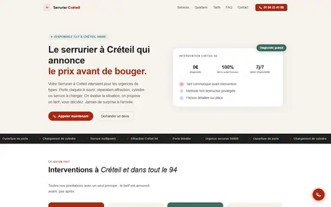 Page d'accueil du site serrurier94000creteil.fr