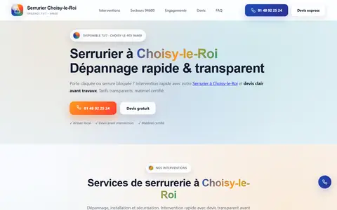 Page d'accueil du site serrurier94600choisyleroi.fr