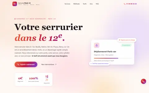 Page d'accueil du site serrurierparis12em.fr