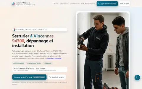 Page d'accueil du site serruriervincennes.fr